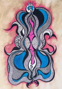 Hrepenenje - Risba s tušem - 100x70cm - 1992