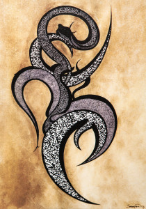 Kačji ples - Risba s tušem - 100x70cm - 1992