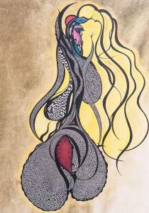 Zlatolaska - Risba s tušem - 100x70cm - 1992