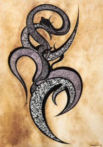 Snake dance - Ink drawing - 100x70cm - 1992
