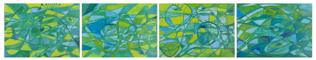 Kvadriptih Kompozicija 1 - Akril na platno - 89x18cm - 2010