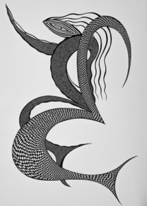Morska deklica - 50x70cm - Sitotisk - 2016