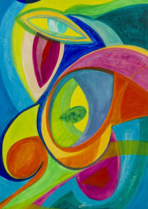 Nude in the galaxy 10 - 50x70cm - Acrylic on canvas - 2016