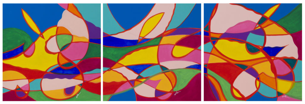 Potovanje v troje 2 - Akril na platno Triptih - 150x50cm - 2016